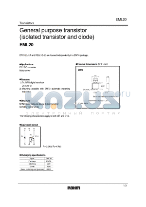 EML20 datasheet - General purpose transistor (isolated transistor and diode)