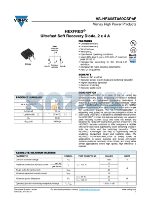 HFA08TA60CSPBF_10 datasheet - HEXFRED Ultrafast Soft Recovery Diode, 2 x 4 A