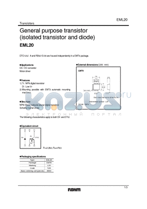 EML20_08 datasheet - General purpose transistor (isolated transistor and diode)