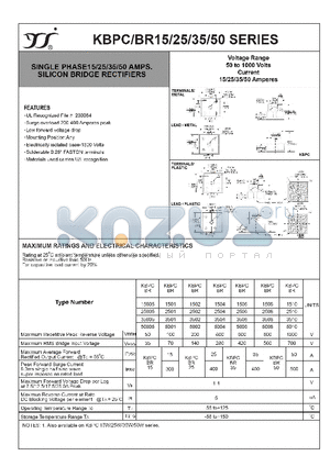 KBPC-BR5004 datasheet - SINGLE PHASE15/25/35/50 AMPS. SILICON BRIDGE RECTIFIERS