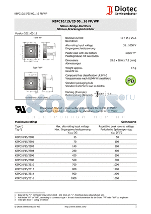 KBPC10/15/2508 datasheet - Silicon-Bridge-Rectifiers