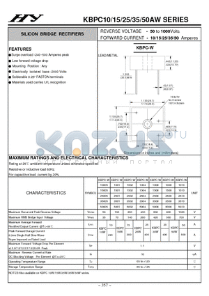 KBPC10005W datasheet - SILICON BRIDGE RECTIFIERS