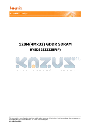 HY5DS283222BF datasheet - 128M(4Mx32) GDDR SDRAM