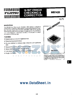 MB1426 datasheet - 16 BIT ERROR CHECKING & CORRECTION