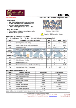 EMP107 datasheet - 5.9 - 7.9 GHz Power Amplifier MMIC