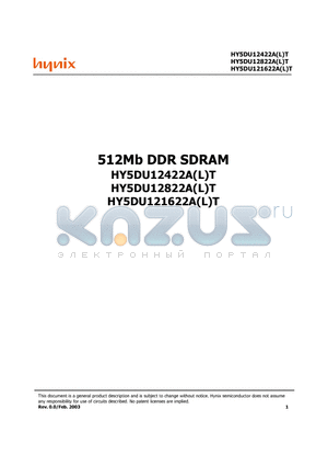 HY5DU121622ALT datasheet - 512Mb DDR SDRAM