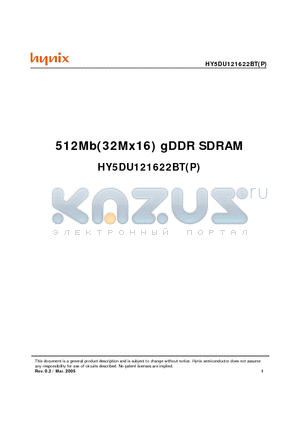 HY5DU121622BTP-5 datasheet - 512Mb(32Mx16) gDDR SDRAM