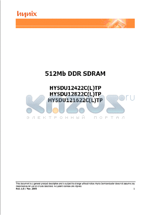 HY5DU121622C datasheet - 512Mb DDR SDRAM