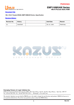 EMP116MGAW-70E datasheet - 21Mx16 Pseudo Static RAM