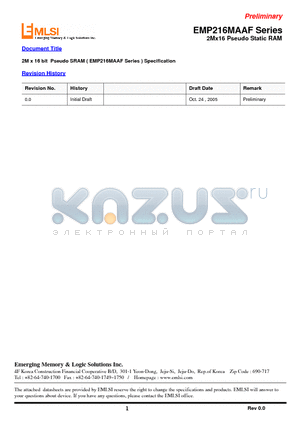 EMP216MAAF-70E datasheet - 2Mx16 Pseudo Static RAM