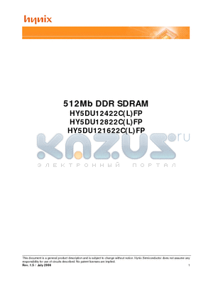 HY5DU12422CLFP datasheet - 512Mb DDR SDRAM