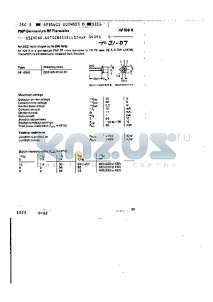 Q60106-X109-R1 datasheet - PNP GERMANIUM RF TRANSISTOR