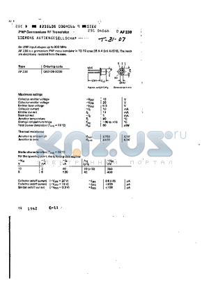 Q60106-X239 datasheet - PNP GERMANIUM RF TRANSISTOR