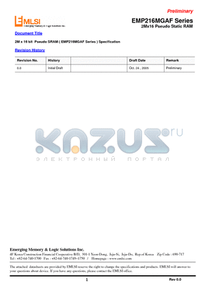 EMP216MGAF-70E datasheet - 2Mx16 Pseudo Static RAM