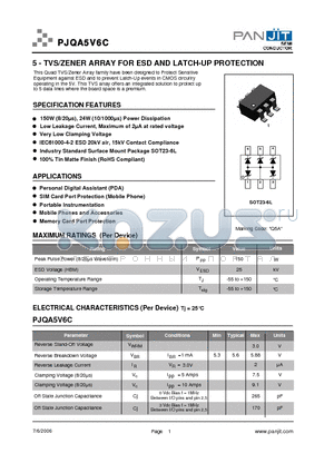 PJQA5V6C datasheet - 5 - TVS/ZENER ARRAY FOR ESD AND LATCH-UP PROTECTION