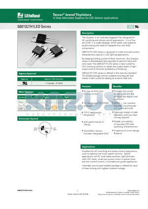 Q6012LTH1LEDTP datasheet - Q6012LTH1LED series is designed to meet low load current characteristics typical in LED lighting applications.
