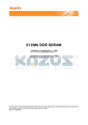 HY5DU12822DLTP-L datasheet - 512Mb DDR SDRAM