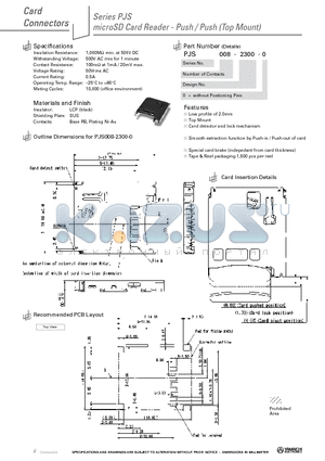 PJS008-2300-0 datasheet - microSD Card Reader - Push / Push (Top Mount)