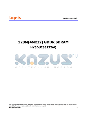HY5DU283222AQ datasheet - 128M(4Mx32) GDDR SDRAM