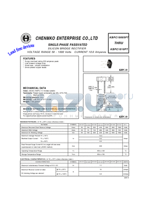 KBPC1006PT datasheet - SILICON BRIDGE RECTIFIER