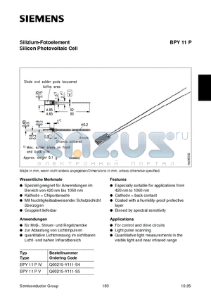 Q60215-Y111-S4 datasheet - Silizium-Fotoelement Silicon Photovoltaic Cell