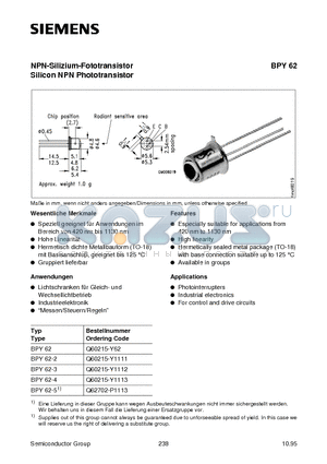 Q60215-Y1113 datasheet - NPN-Silizium-Fototransistor Silicon NPN Phototransistor