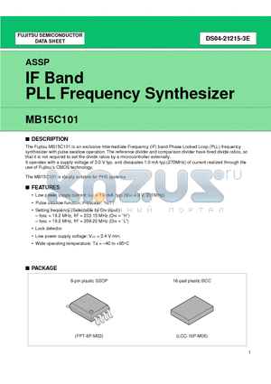 MB15C101PV1 datasheet - IF Band PLL Frequency Synthesizer