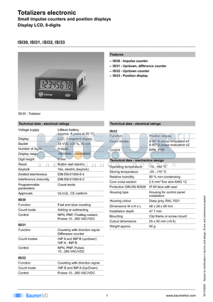 ISI31.010AB01 datasheet - Totalizers electronic