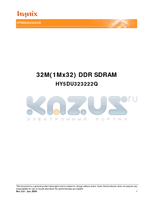 HY5DU323222Q-5 datasheet - 32M(1Mx32) DDR SDRAM