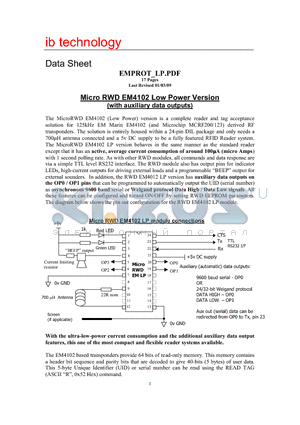EMPROT datasheet - Micro RWD EM4102 Low Power Version