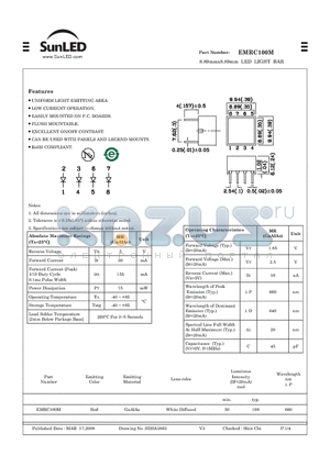 EMRC100M datasheet - 8.89mmx8.89mm LED LIGHT BAR