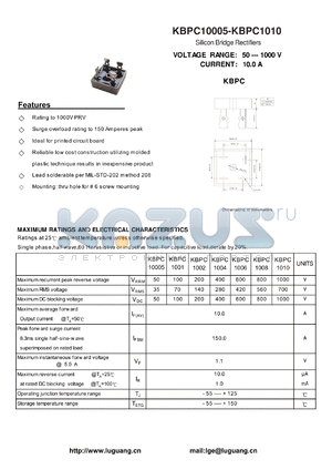 KBPC1010 datasheet - Silicon Bridge Rectifiers