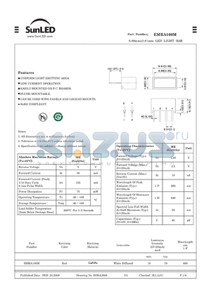 EMRA100M datasheet - 8.89mmx3.81mm LED LIGHT BAR