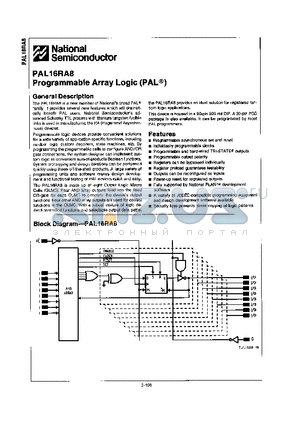 PAL16RA8VM datasheet - PROGRAMMABLE ARRAY LOGIC(PAL)