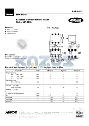 EMRS-6HX1 datasheet - E-Series Surface Mount Mixer 880 . 915 MHz