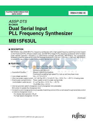 MB15F63ULPVA1 datasheet - Dual Serial Input PLL Frequency Synthesizer