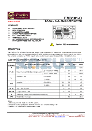 EMS101-C datasheet - DC-6GHz GaAs MMIC SPDT SWITCH