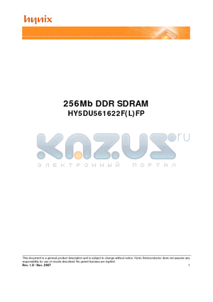 HY5DU561622FFP-K datasheet - 256Mb DDR SDRAM