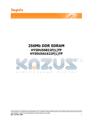 HY5DU561622FLTP-D5 datasheet - 256Mb DDR SDRAM