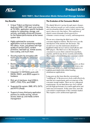 NAS7820 datasheet - Next Generation Media Networked Storage Solution