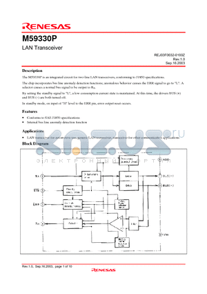 M59330P datasheet - LAN Transceiver