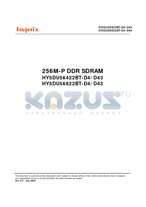 HY5DU56422BT-D4/D43 datasheet - 256M-P DDR SDRAM