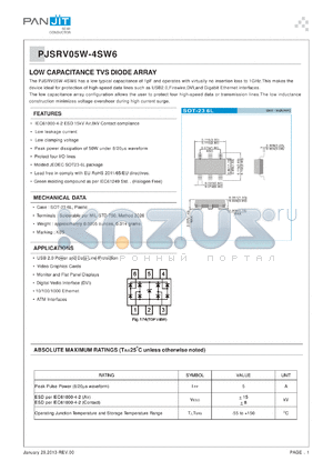 PJSRV05W-4SW6_R2_00001 datasheet - LOW CAPACITANCE TVS DIODE ARRAY