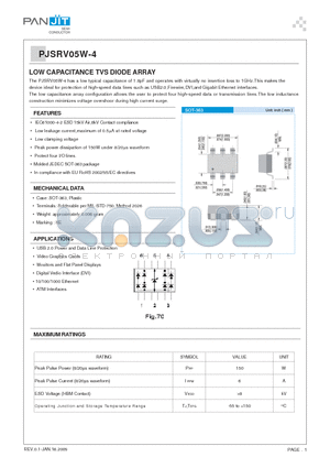 PJSRV05W-4_09 datasheet - LOW CAPACITANCE TVS DIODE ARRAY