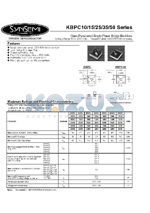 KBPC15 datasheet - GLASS PASSIVATED SINGLE-PHASE BRIDGE RECTIFIERS