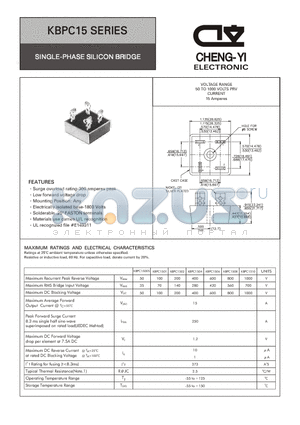 KBPC15 datasheet - SINGLE-PHASE SILICON BRIDGE