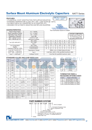 NATT102M16V12.5X14JBF datasheet - Surface Mount Aluminum Electrolytic Capacitors
