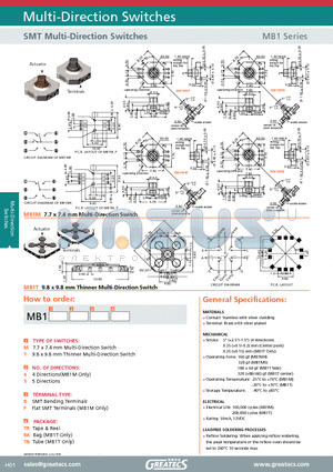 MB1T datasheet - SMT Multi-Direction Switches