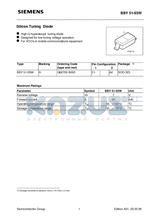 Q62702-B663 datasheet - Silicon Tuning Diode (High Q hyperabrupt tuning diode Designed for low tuning voltage operation)