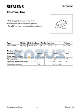 Q62702-B664 datasheet - Silicon Tuning Diode (High Q hyperabrupt dual tuning diode Designed for low tuning voltage operation)